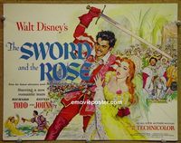 K382 SWORD & THE ROSE title lobby card '53 Walt Disney, Richard Todd