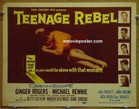 K390 TEENAGE REBEL title lobby card '56 Ginger Rogers, Michael Rennie