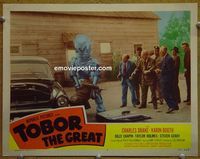 L719 TOBOR THE GREAT lobby card #7 '54 funky robot grabs man!