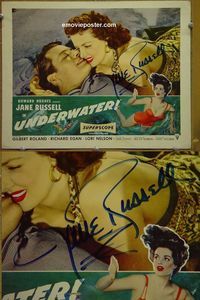 K494 UNDERWATER personally signed (autographed) lobby card '55 sexy Jane Russell!