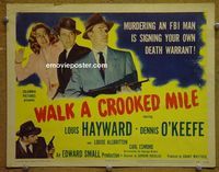 K434 WALK A CROOKED MILE title lobby card '48 Louis Hayward, FBI!