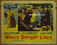 L810 WHERE DANGER LIVES lobby card #5 '50 Mitchum, Domergue