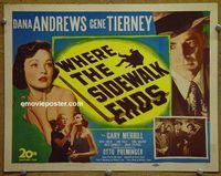 K440 WHERE THE SIDEWALK ENDS title lobby card '50 Andrews, Tierney