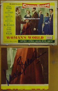 K498 WOMAN'S WORLD personally signed (autographed) lobby card #2 '54 Lauren Bacall