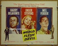 K452 WORLD, THE FLESH & THE DEVIL title lobby card '59 Belafonte