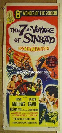 p011 7th VOYAGE OF SINBAD Australian daybill movie poster '58 Harryhausen