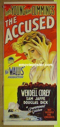 p014 ACCUSED Australian daybill movie poster '49 Loretta Young