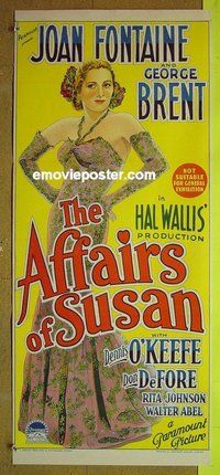 p023 AFFAIRS OF SUSAN Australian daybill movie poster '45 Joan Fontaine