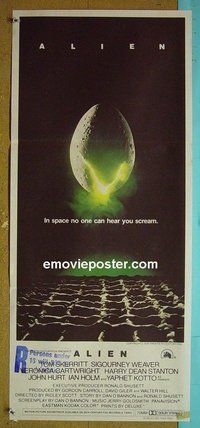 p031 ALIEN Australian daybill movie poster '79 Sigourney Weaver, sci-fi!