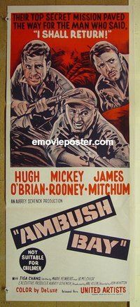 p036 AMBUSH BAY Australian daybill movie poster '66 Hugh O'Brian, Rooney