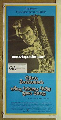 p048 ANY WHICH WAY YOU CAN Australian daybill movie poster '80 Eastwood