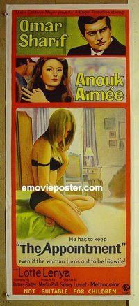 p055 APPOINTMENT Australian daybill movie poster '69 Omar Sharif, Aimee