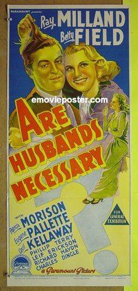 p060 ARE HUSBANDS NECESSARY Australian daybill movie poster '42 Ray Milland