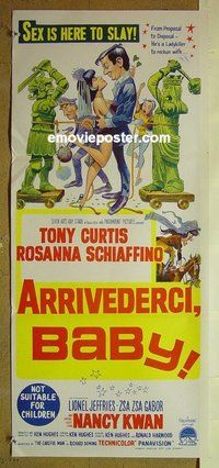 p065 ARRIVEDERCI BABY Australian daybill movie poster '66 Curtis, Gabor