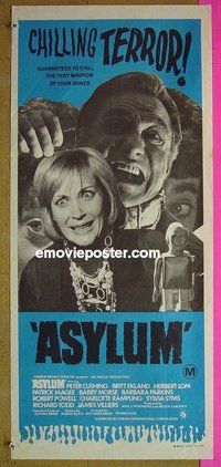 p067 ASYLUM Australian daybill movie poster '72 Peter Cushing, Britt Ekland