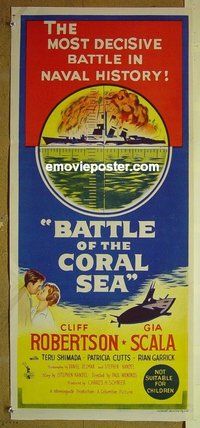 p077 BATTLE OF THE CORAL SEA Australian daybill movie poster '59 Robertson