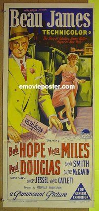 p081 BEAU JAMES Australian daybill movie poster '57 Bob Hope, Vera Miles