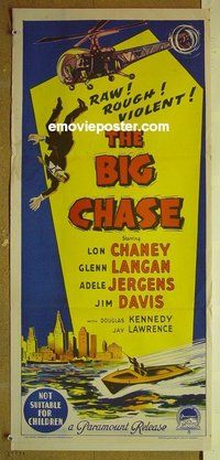 p091 BIG CHASE Australian daybill movie poster '54 Lon Chaney Jr., Langan