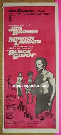 p100 BLACK GUNN Australian daybill movie poster '72 Jim Brown, Landau