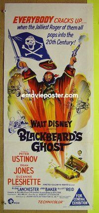 p103 BLACKBEARD'S GHOST Australian daybill movie poster '68 Walt Disney