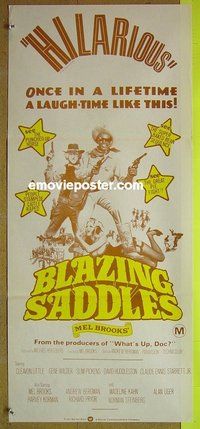 p105 BLAZING SADDLES Australian daybill movie poster '74 Mel Brooks!