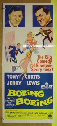 p111 BOEING BOEING Australian daybill movie poster '65 Curtis, Lewis