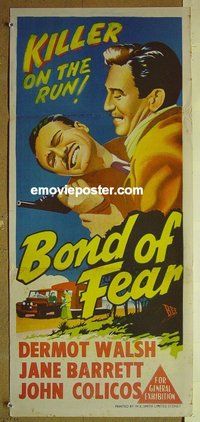p112 BOND OF FEAR Australian daybill movie poster '56 Dermot Walsh