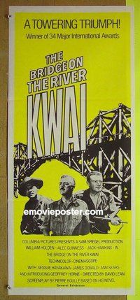 p120 BRIDGE ON THE RIVER KWAI Australian daybill movie poster R70s Holden