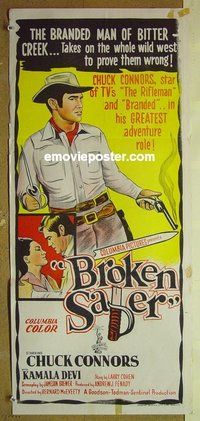 p123 BROKEN SABER Australian daybill movie poster '66 Chuck Connors
