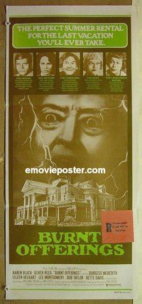 p124 BURNT OFFERINGS Australian daybill movie poster '76 Bette Davis