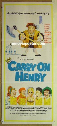 p143 CARRY ON HENRY VIII Australian daybill movie poster '72 English sex!