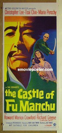 p151 CASTLE OF FU MANCHU Australian daybill movie poster '72 Christopher Lee