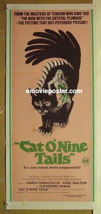 p152 CAT O' NINE TAILS Australian daybill movie poster '71 Argento sci-fi!