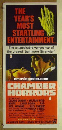 p156 CHAMBER OF HORRORS Australian daybill movie poster '66 fear flasher!