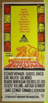 p161 CHEYENNE AUTUMN Australian daybill movie poster '64 J. Ford, Widmark