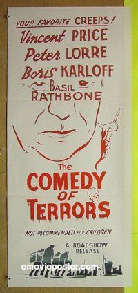 p175 COMEDY OF TERRORS Australian daybill movie poster R70s AIP Karloff