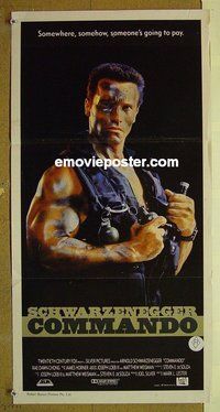 p177 COMMANDO Australian daybill movie poster '85 Schwarzenegger
