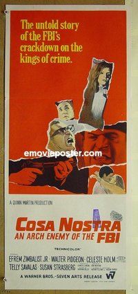 p185 COSA NOSTRA Australian daybill movie poster '67 Zimbalist Jr., Pidgeon