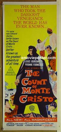 p187 COUNT OF MONTE CRISTO Australian daybill movie poster '62 Jourdan
