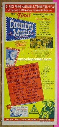 p190 COUNTRY MUSIC ON BROADWAY Australian daybill movie poster '64 Williams
