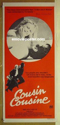 p191 COUSIN COUSINE Australian daybill movie poster '75 Barrault