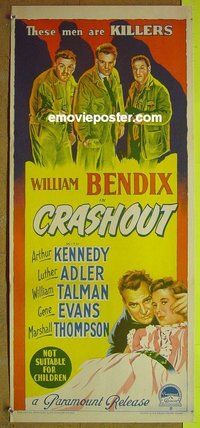 p192 CRASHOUT Australian daybill movie poster '54 Bendix, Kennedy