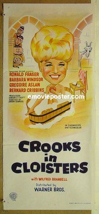p197 CROOKS IN CLOISTERS Australian daybill movie poster '64 English