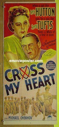 p198 CROSS MY HEART Australian daybill movie poster '46 Betty Hutton