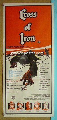 p199 CROSS OF IRON Australian daybill movie poster '77 Peckinpah, Coburn