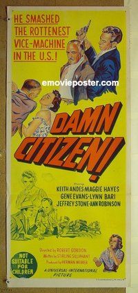 p201 DAMN CITIZEN Australian daybill movie poster '58 Keith Andes, Platt