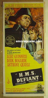 p202 DAMN THE DEFIANT Australian daybill movie poster '62 Guinness, Bogarde