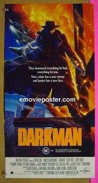 p206 DARKMAN Australian daybill movie poster '90 Sam Raimi, Liam Neeson