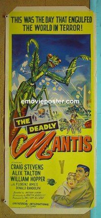 p210 DEADLY MANTIS Australian daybill movie poster '57 classic sci-fi!
