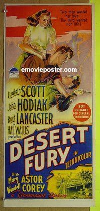 p221 DESERT FURY Australian daybill movie poster '47 Burt Lancaster